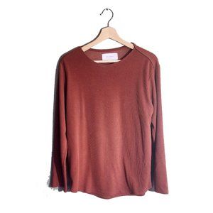 Wine Brown Long Sleeve Round Neck